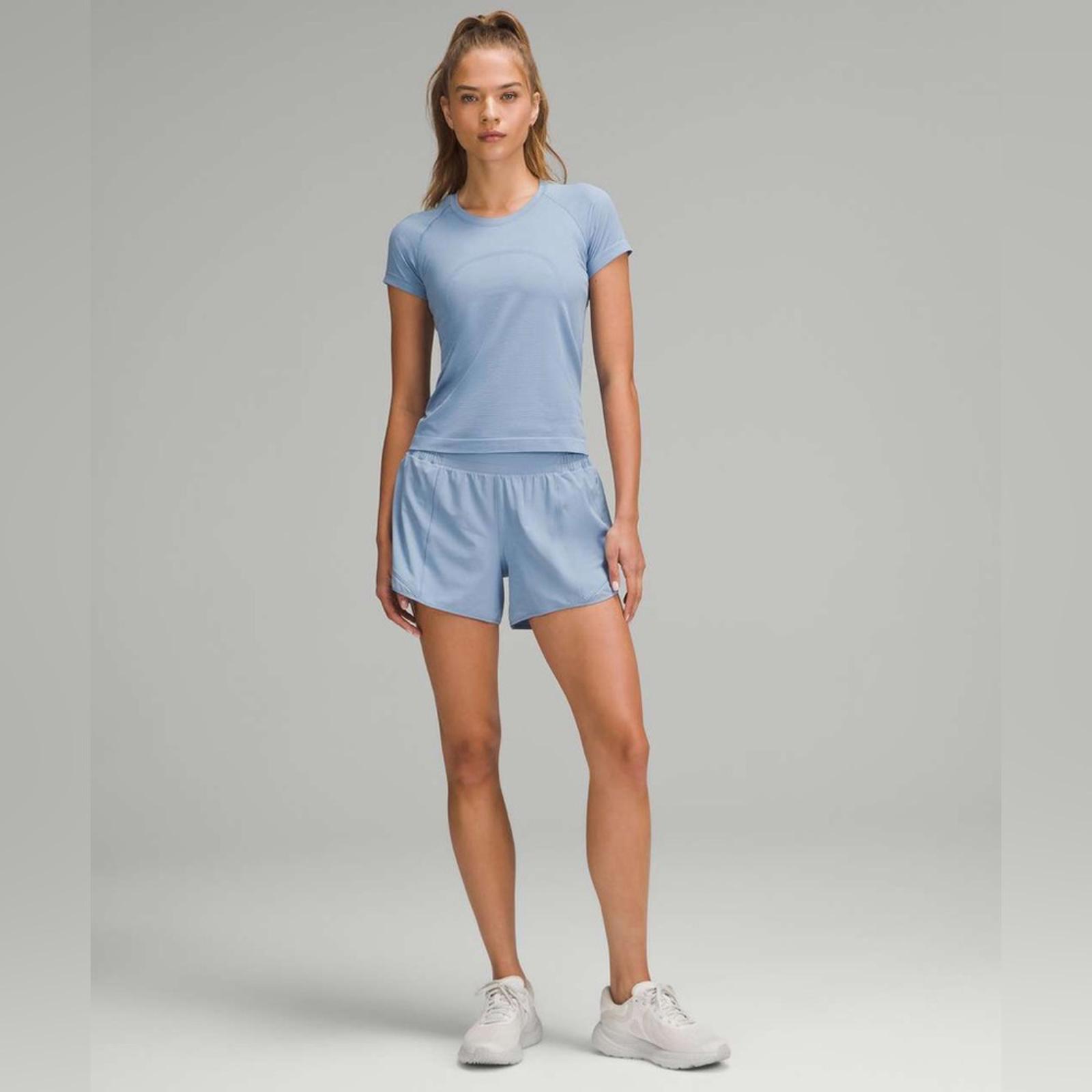 Lululemon Hotty Hot High-Rise Lined Short 4" - Blue Willow - 0